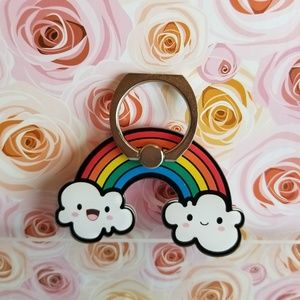 Rainbow Smiling Clouds Phone Ring and Kickstand Cute Colorful Design New